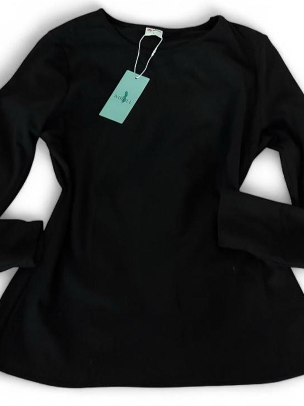 Women's Black Long Sleeve Crew Neck Top